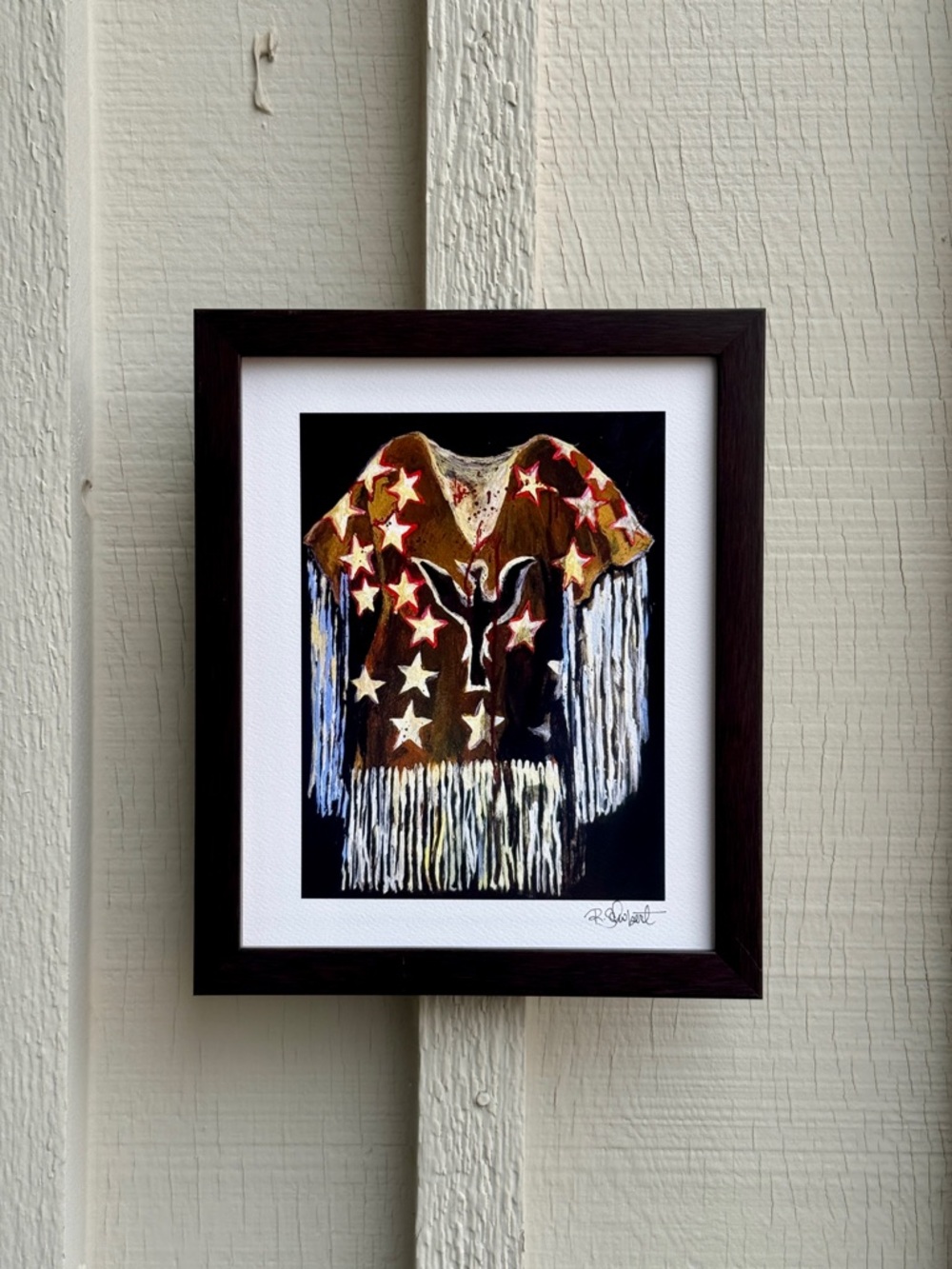 Fringed Star Motif Wall Art Print - Indian Ghost Dance Shirt Framed Fine Art